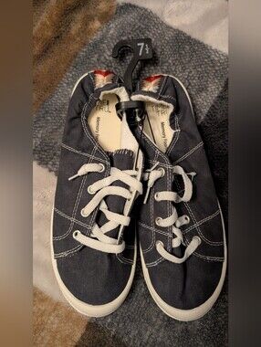 Casual Navy Canvas Sneakers with White Laces
